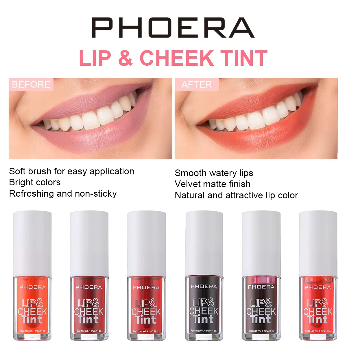 Phoera Lip & Cheek Tint Stain Matte Finish - Image 5